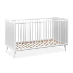 Lit bébé à barreaux en bois imprimé cannage - LT7085