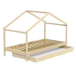 Lit cabane enfant avec tiroir en bois 90x190 - LT14006