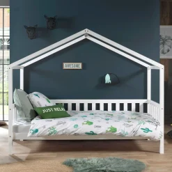 Lit cabane enfant à barreaux en bois massif 90x200 - LT2021