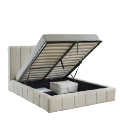 Lit coffre en velours matelassé