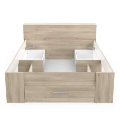 Lit en bois avec tiroir imitation chêne kronberg - LT177