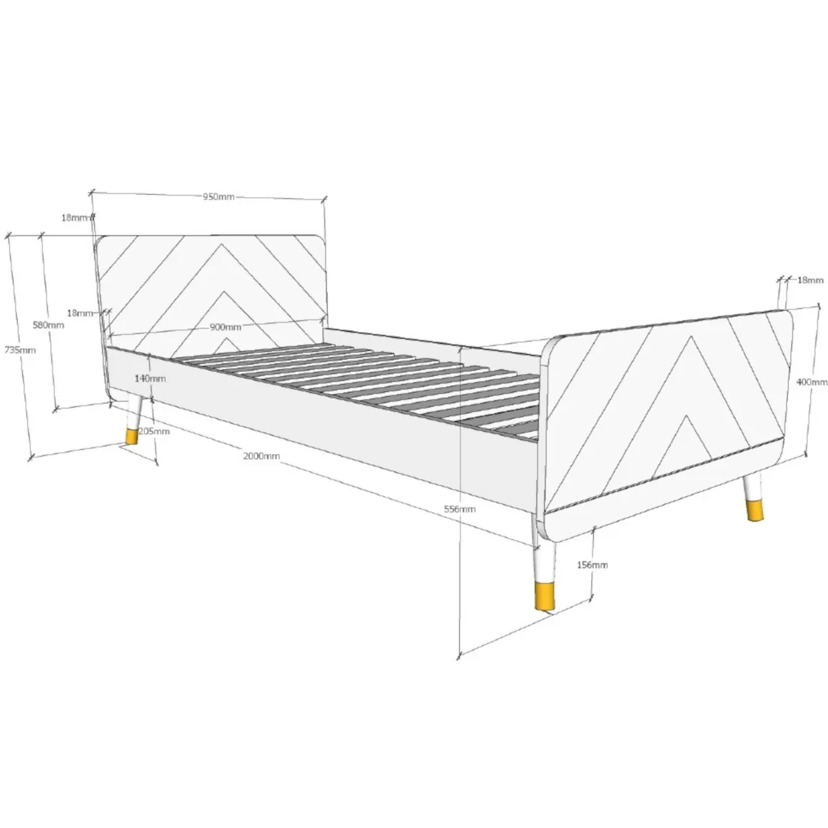 Lit enfant en bois massif 90x200 - LI2031