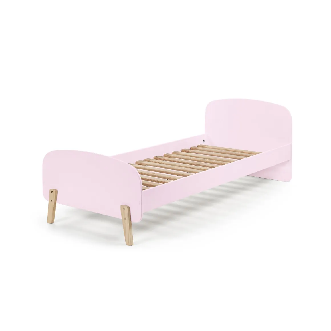 Lit enfant 90x200 rose avec sommier - Terre de Nuit