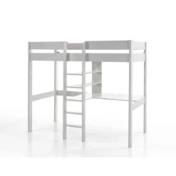 Lit Mezzanine Blanc 90x200 avec échelle centrale - Terre de Nuit