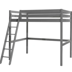 Lit mezzanine enfant en bois massif gris - LT2044