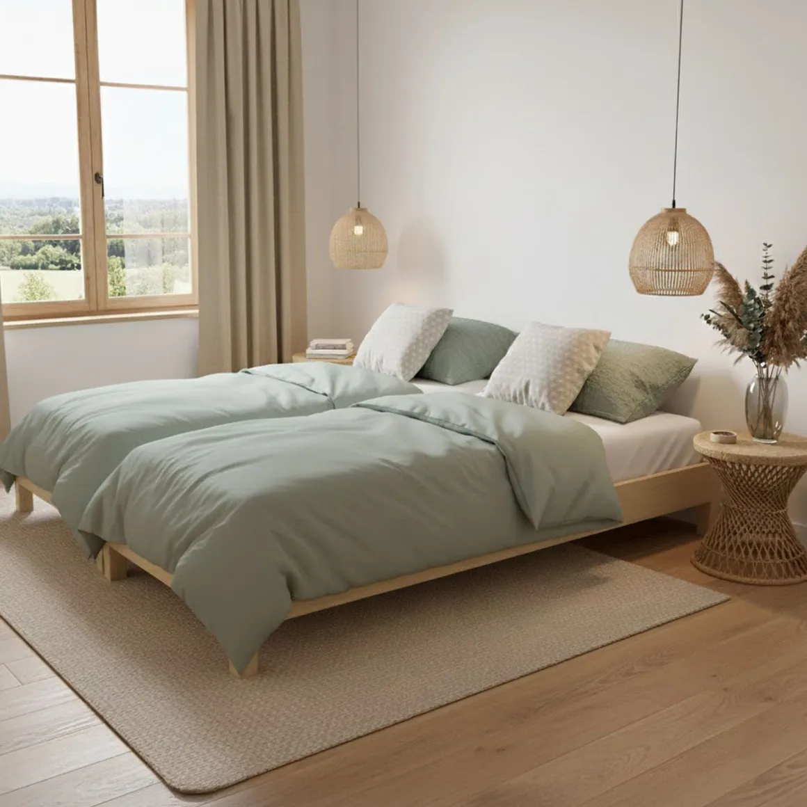 2 Lits empilables en bois massif naturel