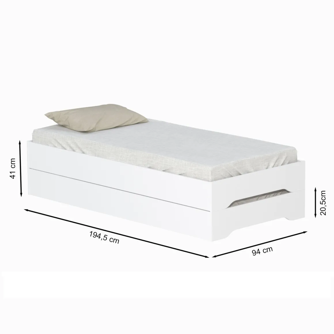 Lits empilables 90x190 bois blanc Terre de nuit