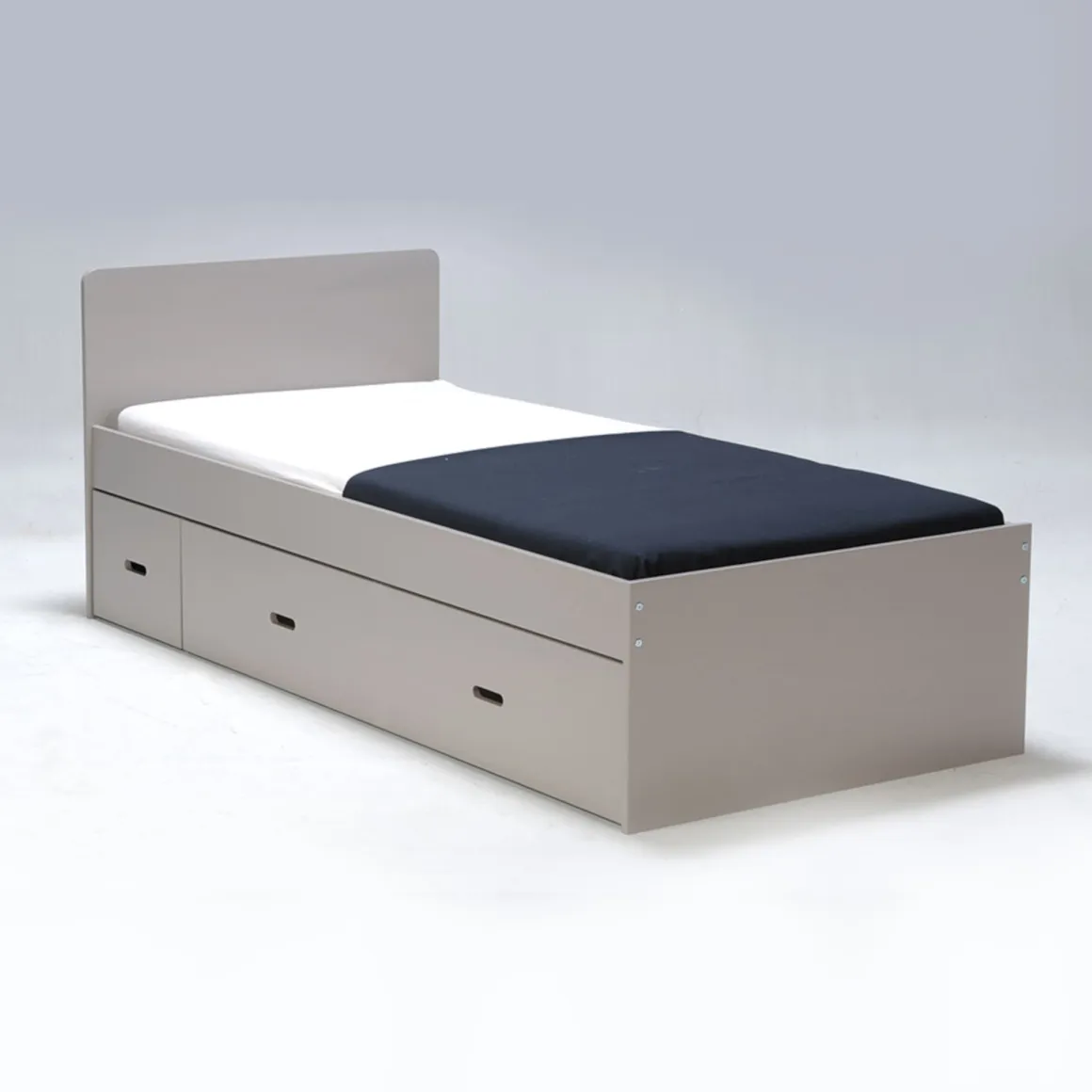 Lit tiroir enfant bois gris avec chevet Terre de Nuit