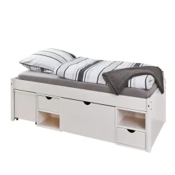 Lit tiroir enfant en bois massif avec chevets intégrés 90x200 - LT12013