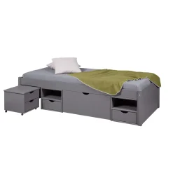 Lit tiroir enfant en bois massif avec chevets intégrés 90x200 - LT12013
