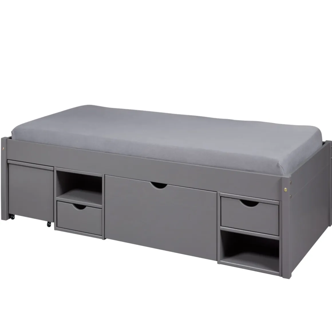 Lit tiroir enfant en bois massif avec chevets intégrés 90x200 - LT12013