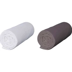 Lot de 2 draps housses bébé jersey bio blanc et taupe