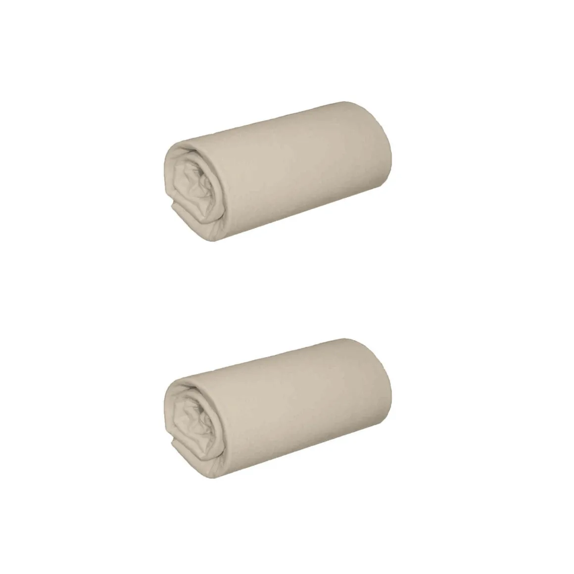 Lot de 2 draps housses jersey beige bonnet 30 cm 100% coton biologique