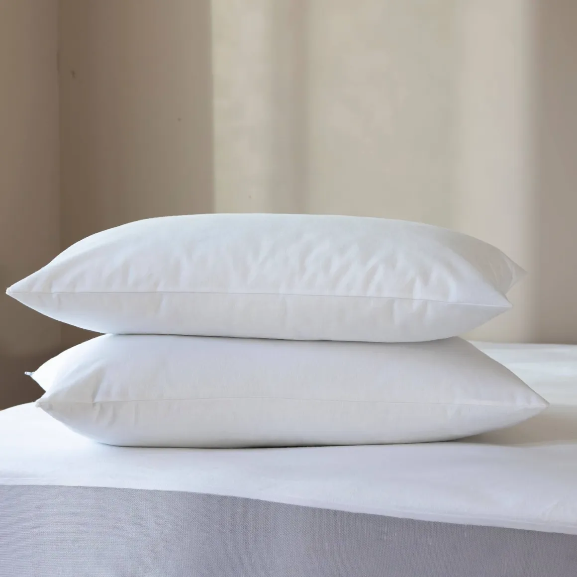 Lot de 2 protège oreillers molleton imperméable 100% coton bio - SOMEO