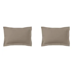 Lot de 2 taies d'oreillers biscuit 100% coton