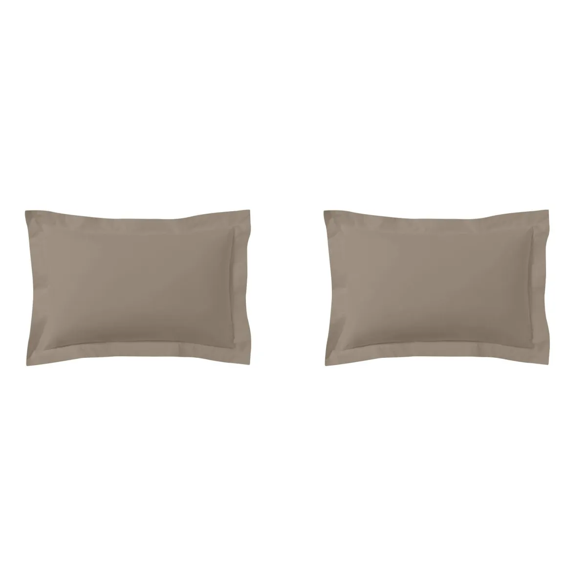Lot de 2 taies d'oreillers biscuit 100% coton