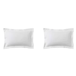Lot de 2 taies d'oreillers blanc 100% coton