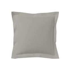 Lot de 2 taies d'oreillers gris mastic 100% coton
