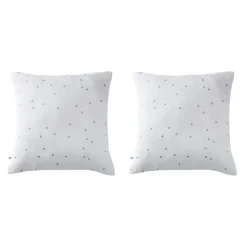 Lot de 2 taies d'oreillers à pois brodés double gaze de coton