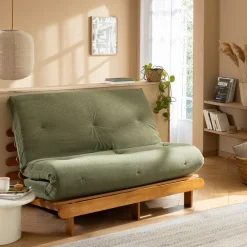 Matelas futon mémoire de forme ferme tissu velours côtelé - Terre de Nuit