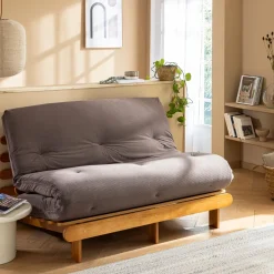 Matelas futon mémoire de forme ferme tissu velours côtelé - Terre de Nuit