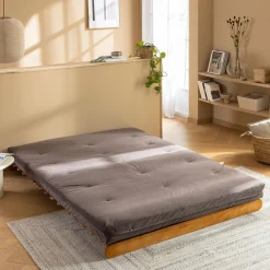 Matelas futon mémoire de forme ferme tissu velours côtelé - Terre de Nuit