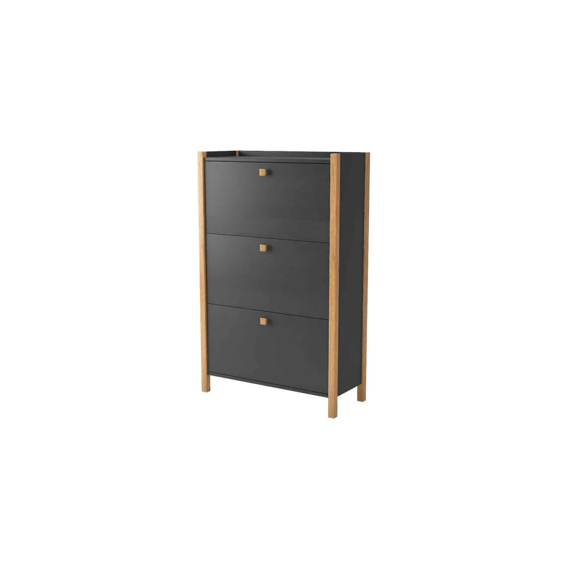 Meuble à chaussures 3 portes en bois anthracite - MC0039