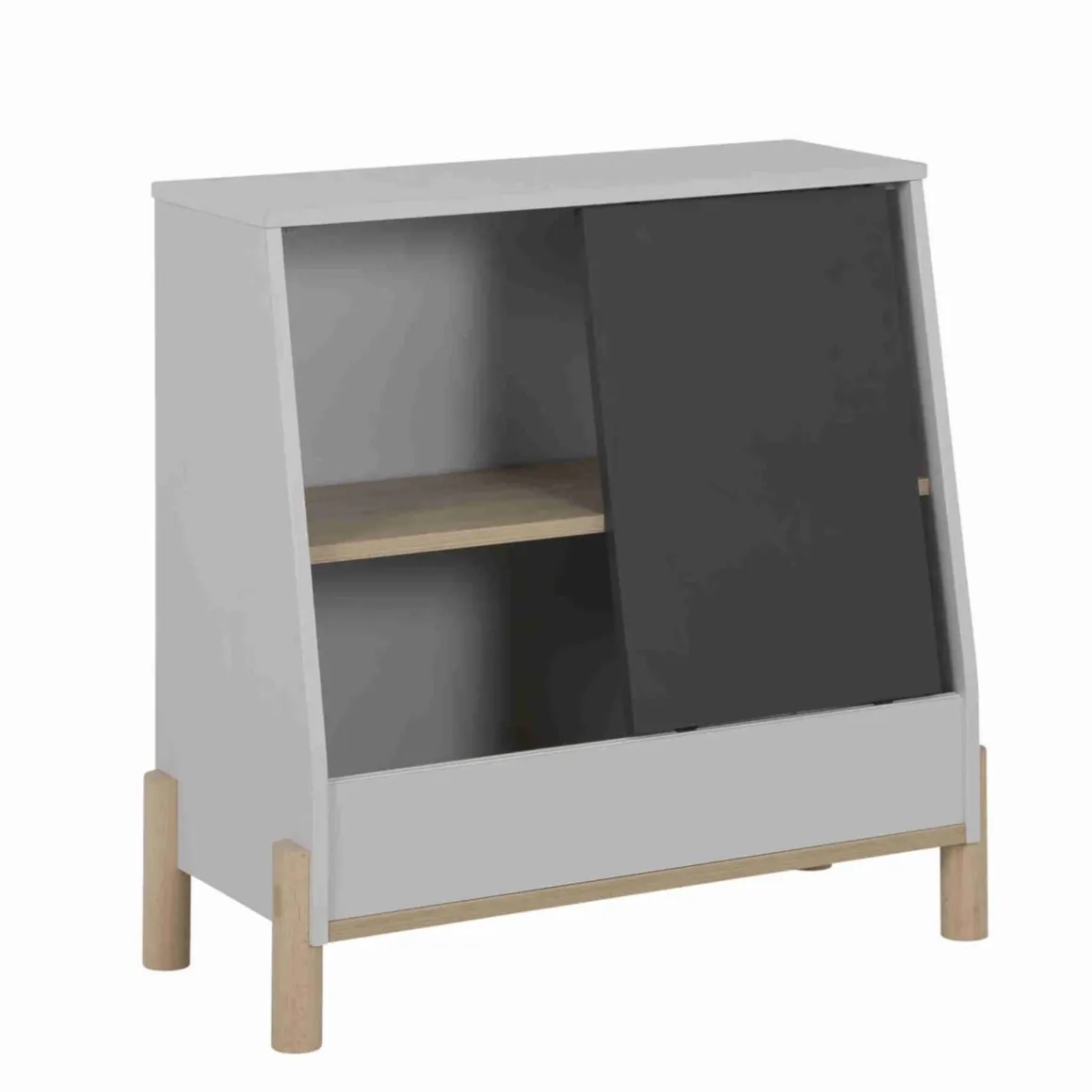 Meuble de rangement enfant avec porte coulissante ardoise - RA5042