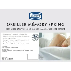 Oreiller ergonomique Simmons Memory Spring 41x66