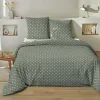 Parure de lit 240x220 coton pois vert Terre de Nuit Perle