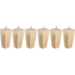 6 pieds fuseau tronqué bois naturel 15 cm