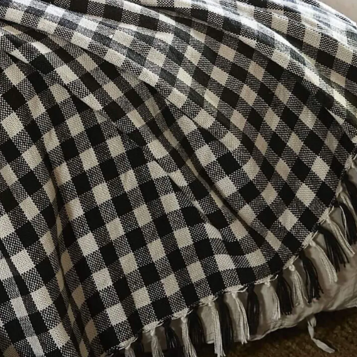 Plaid à franges à carreaux