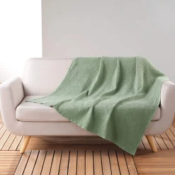 Plaid gaufrette en coton uni 125x150 cm