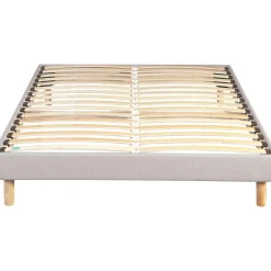 Sommier kit déco à lattes en bois massif gris chiné - Merinos