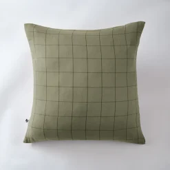 Taie d'oreiller double gaze de coton grands carreaux Terre de Nuit