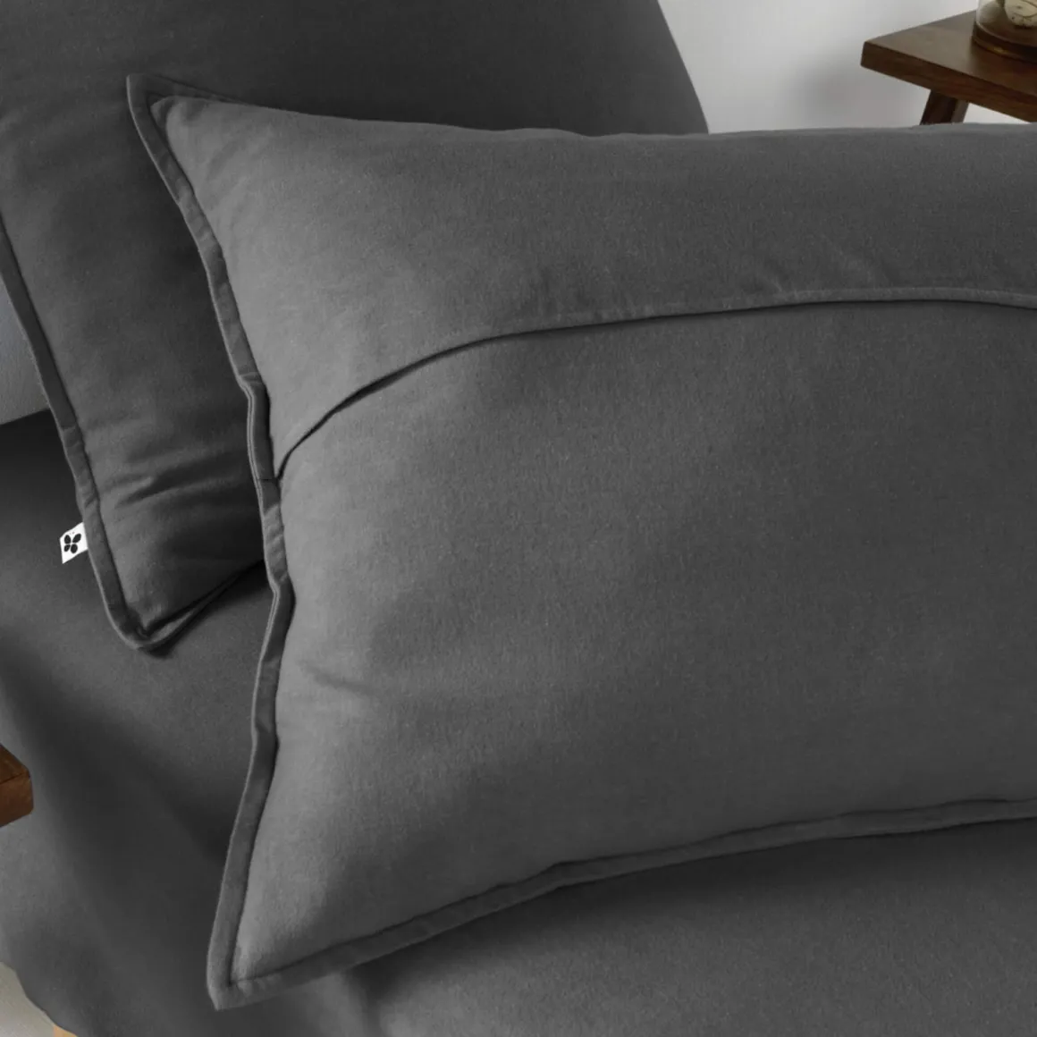 Taie d'oreiller flanelle anthracite