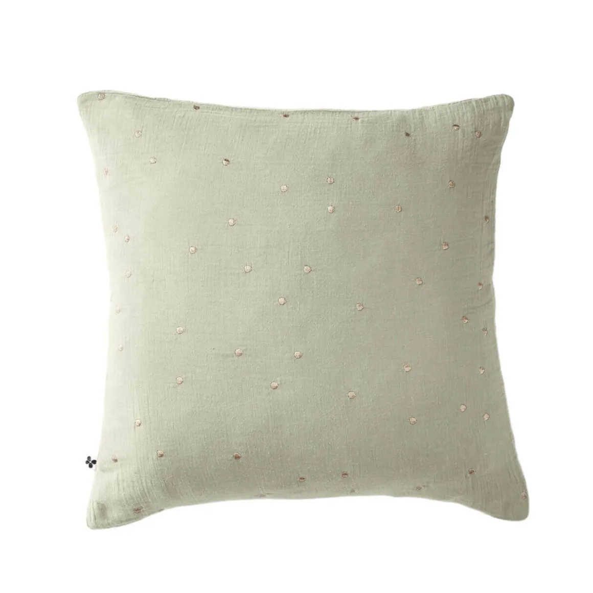 Taie d'oreiller à pois brodés double gaze de coton