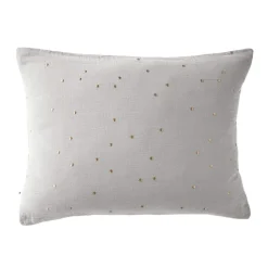 Taie d'oreiller à pois brodés double gaze de coton