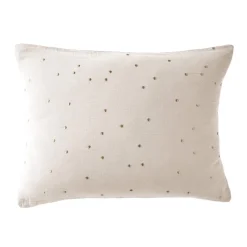 Taie d'oreiller à pois brodés double gaze de coton