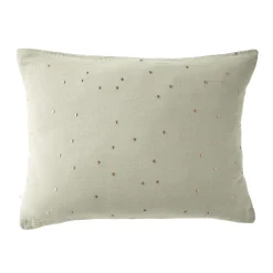 Taie d'oreiller à pois brodés double gaze de coton